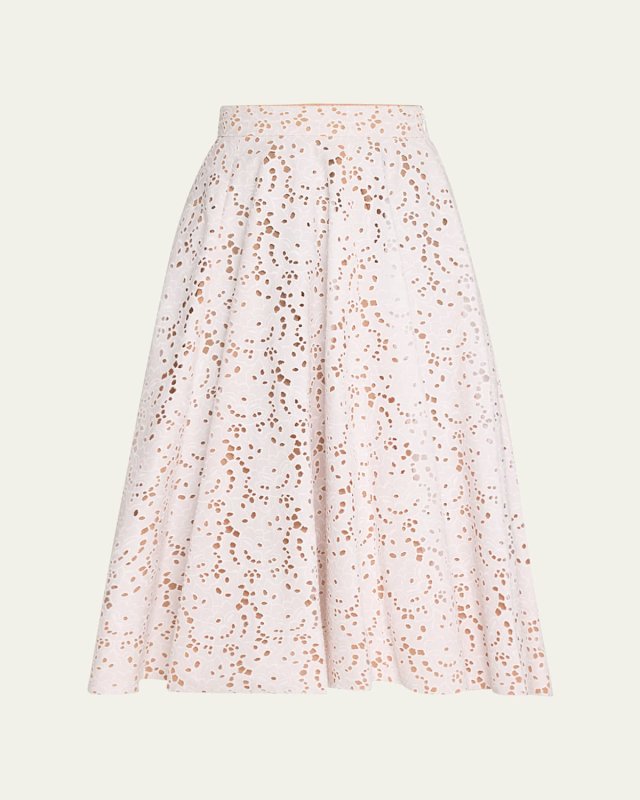 Broderie Anglaise Midi Circle Skirt